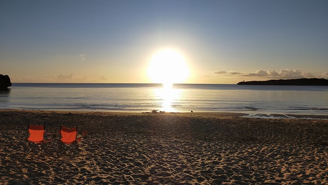 Stargazing with camp chairs on Tsukigahama Beach